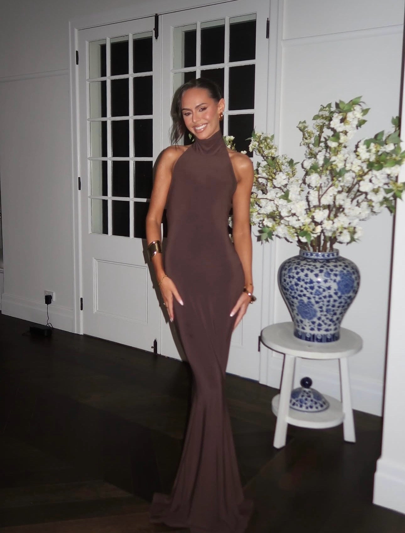 Norma Kamali turtleneck jersey gown