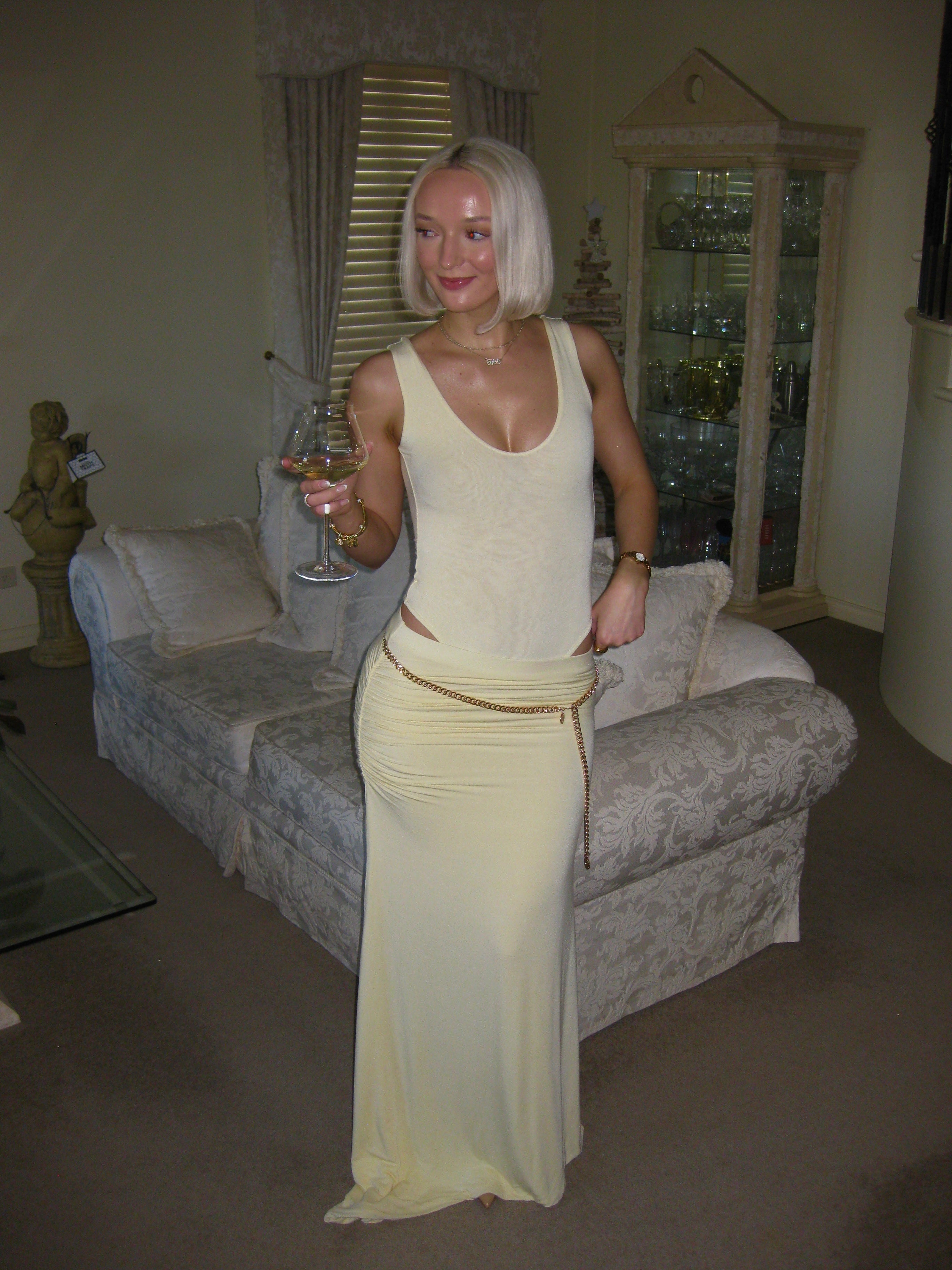 Bayse brand Reina bodysuit & Kalina maxi skirt lemon