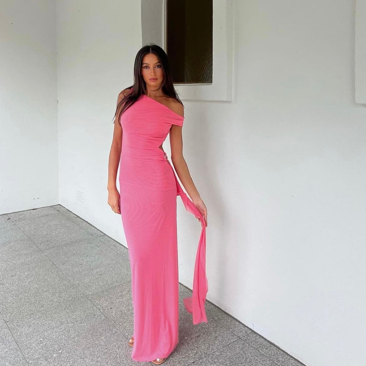 Bec and bridge kailani asym dress grapefruit pink