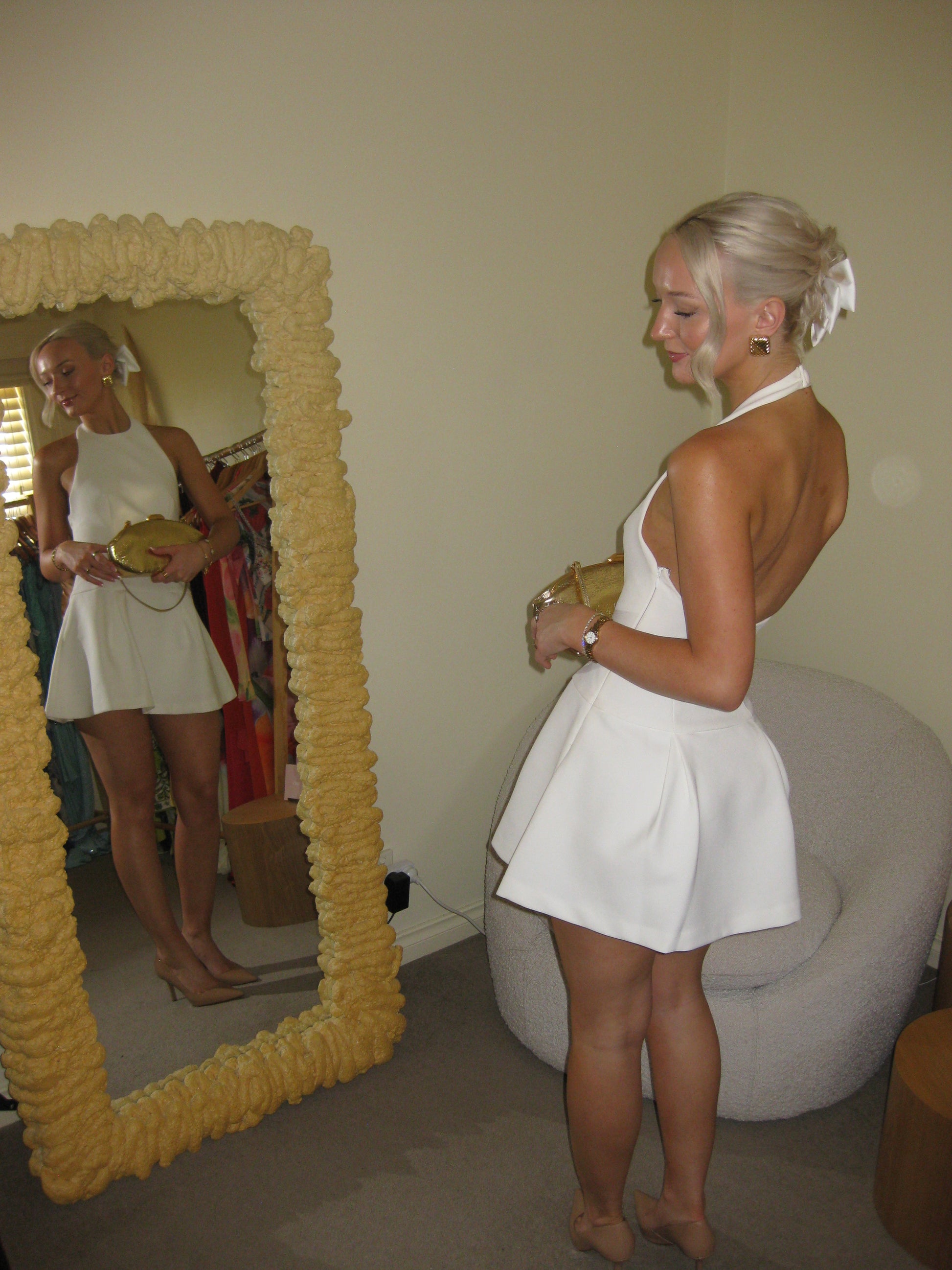 Odd muse the ultimate muse dropped hem mini dress white