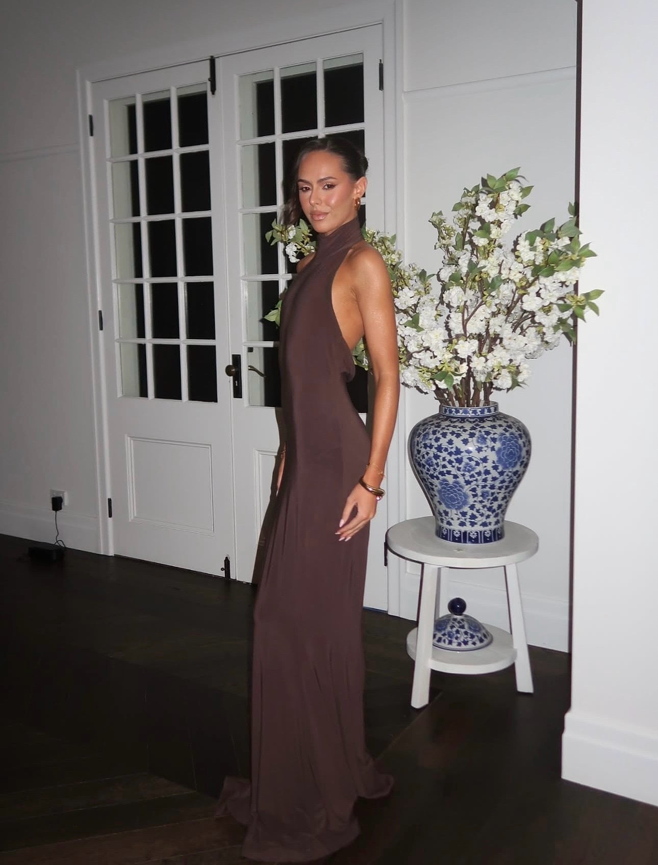 Norma Kamali turtleneck jersey gown