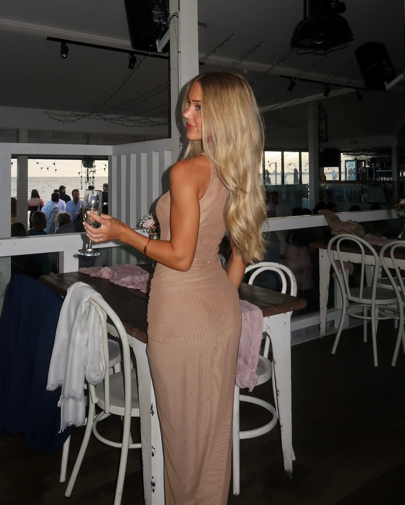Effie Kats Parker bodysuit & Pilar mesh maxi skirt dark skin