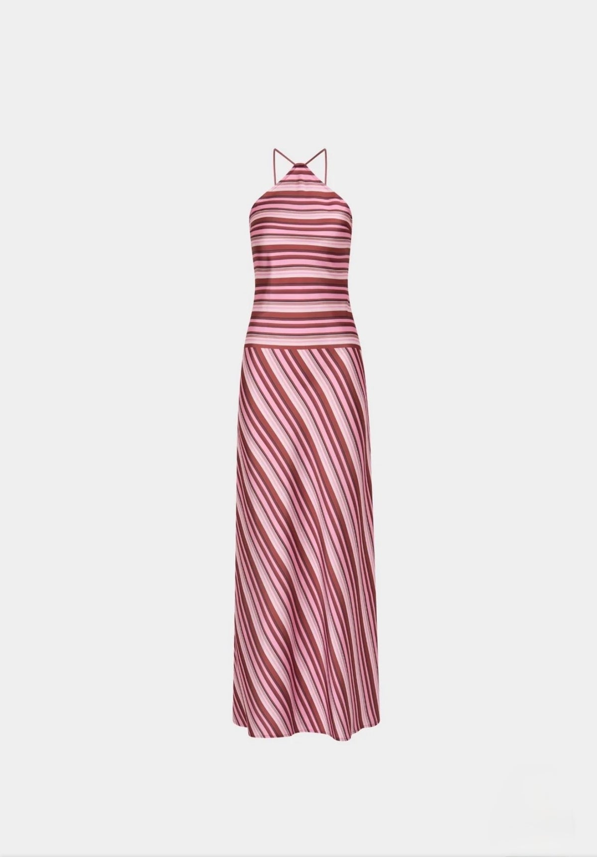 With Harper Lu halter maxi dress magenta stripe
