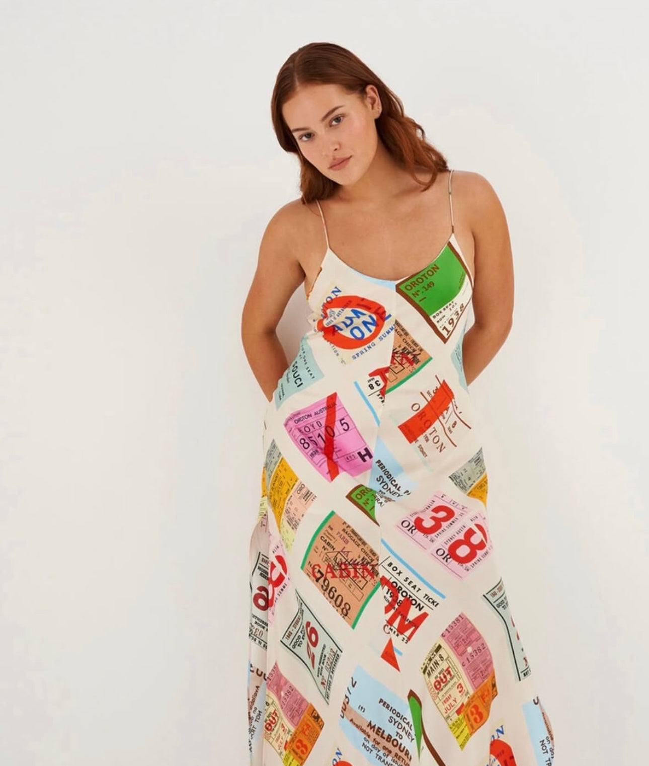 Oroton ticket print slip dress