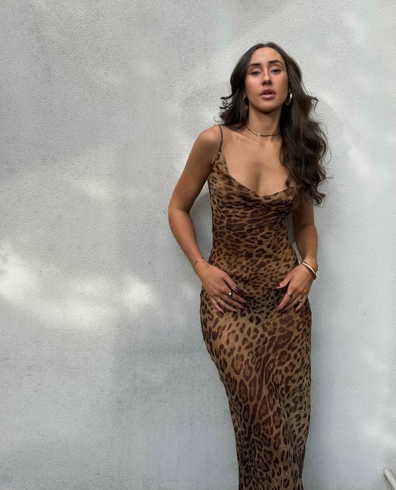 Rat and boa Valentina leopard print cowl neck maxi dress