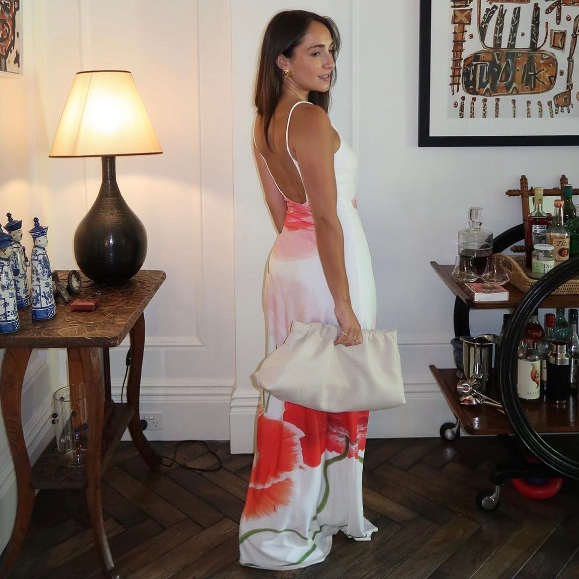 With Harper Lu low back maxi dress poppy