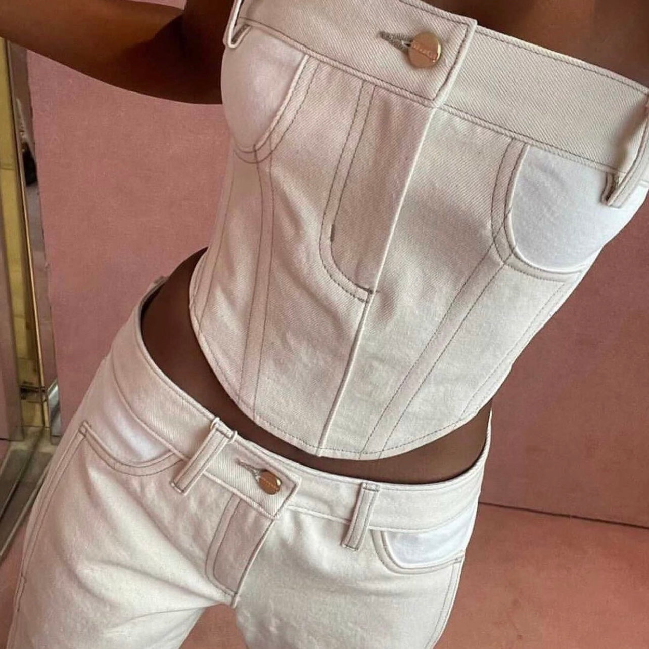 Dion lee denim corset & pants natural