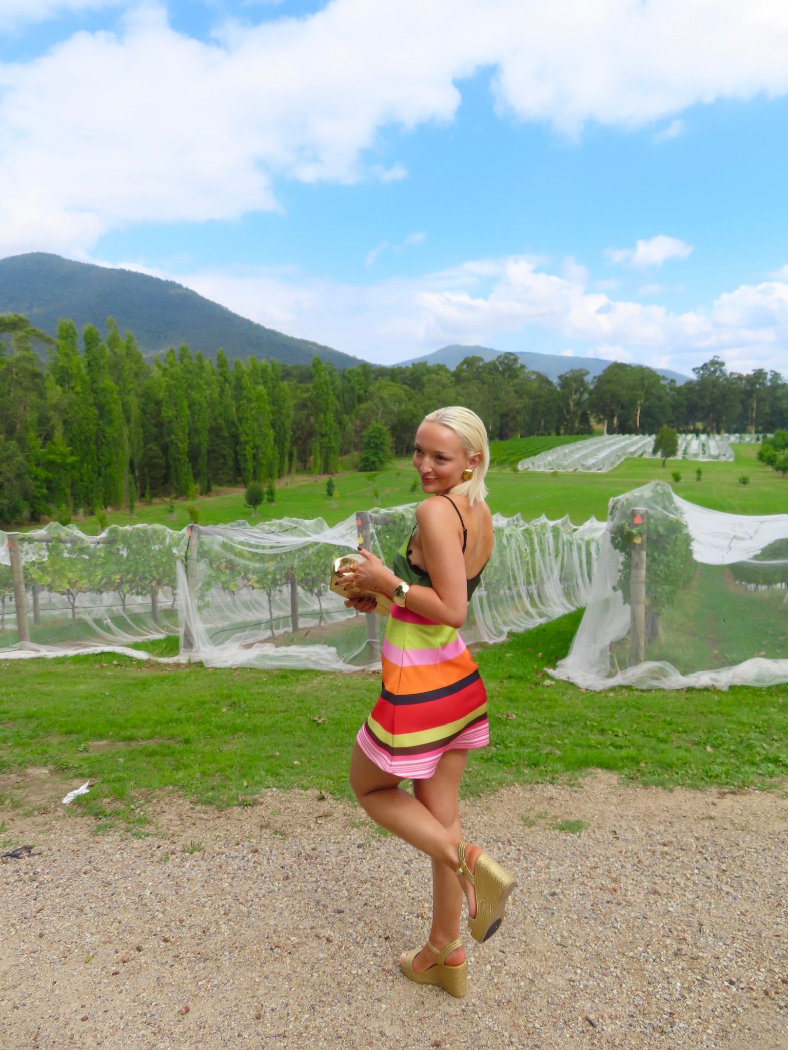 With Harper Lu bias mini dress emerald stripe