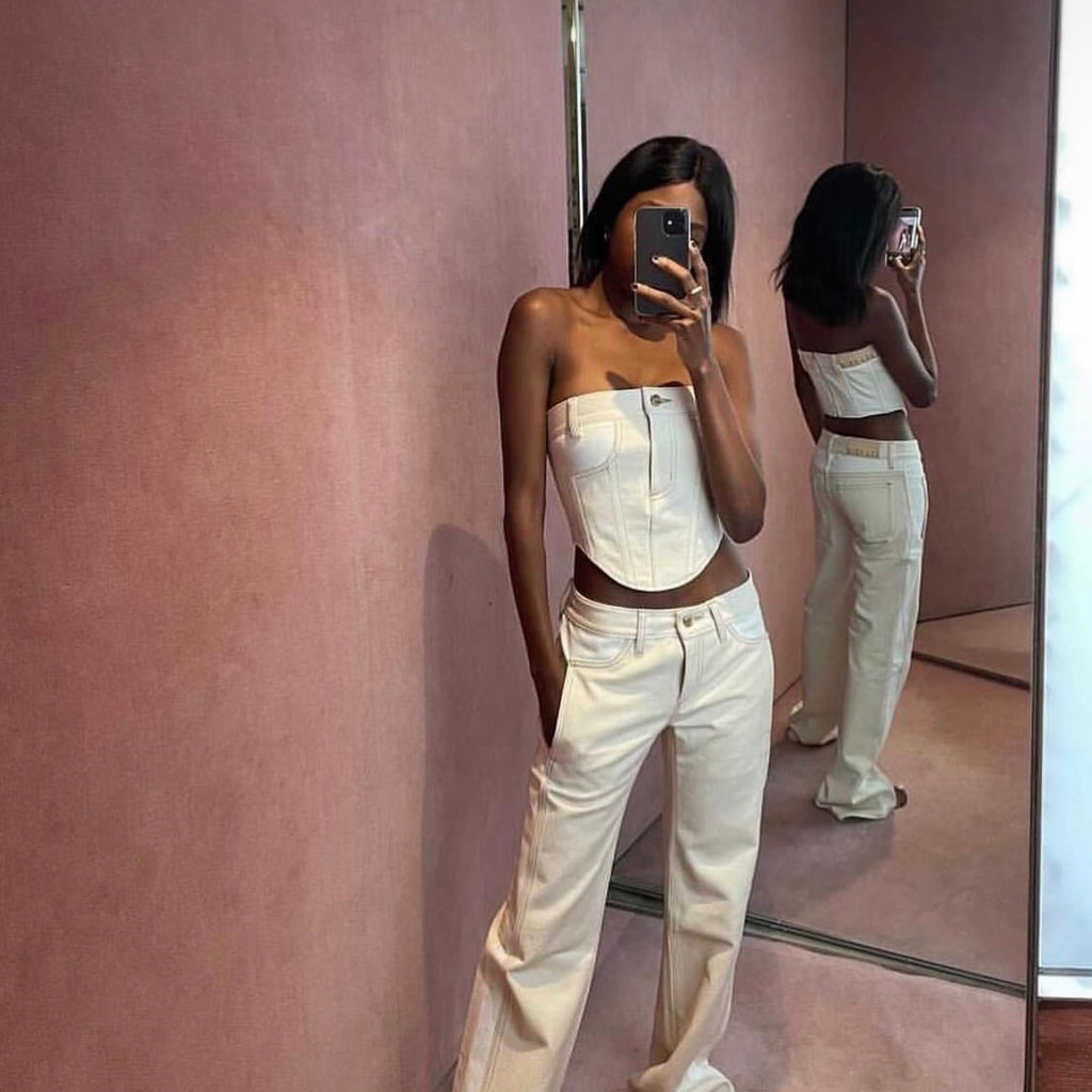 Dion lee denim corset & pants natural