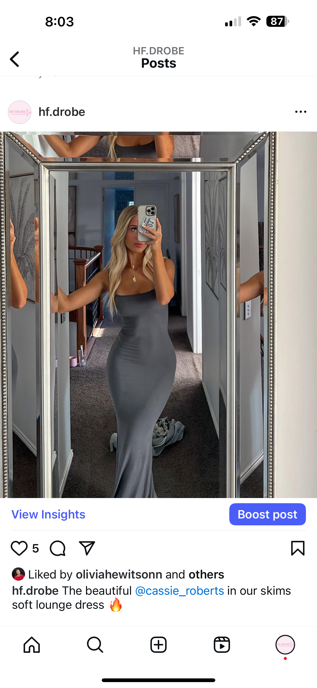 Skims soft lounge dress gunmetal