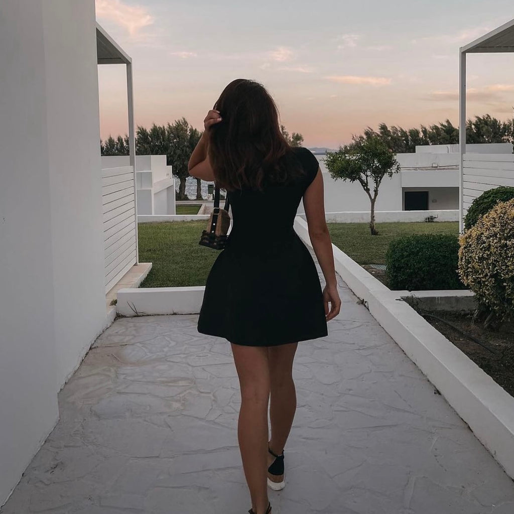 Odd muse cap sleeve mini dress black