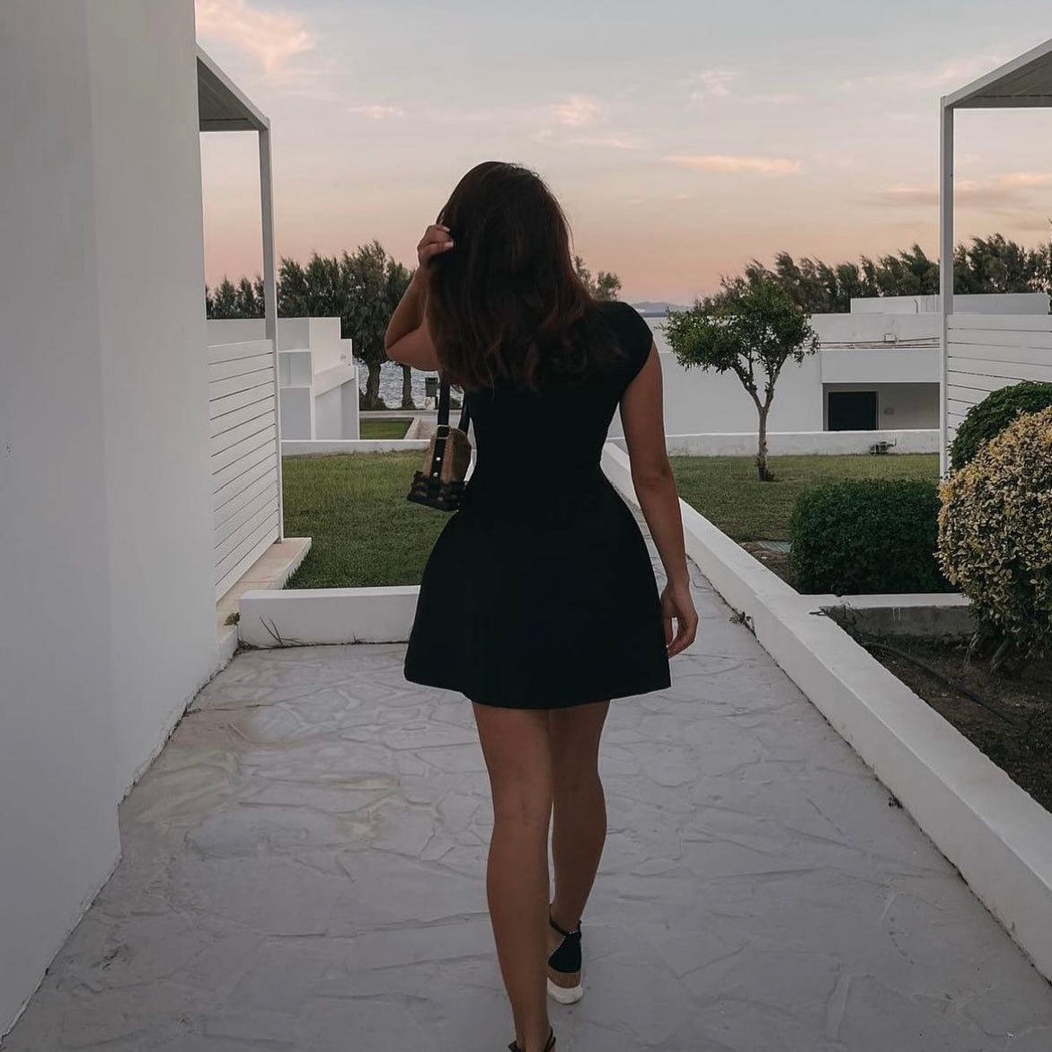 Odd muse cap sleeve mini dress black