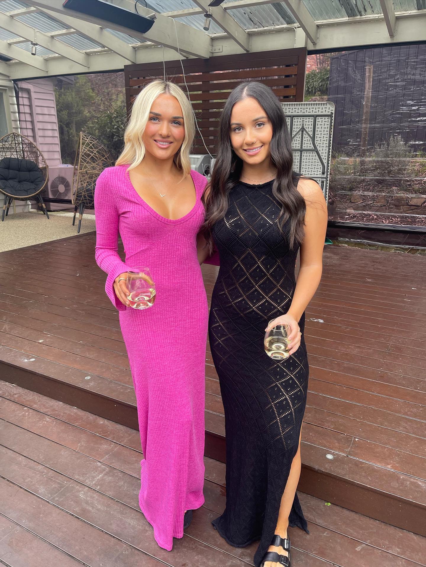 With Harper Lu fuchsia ribbed maxi dress