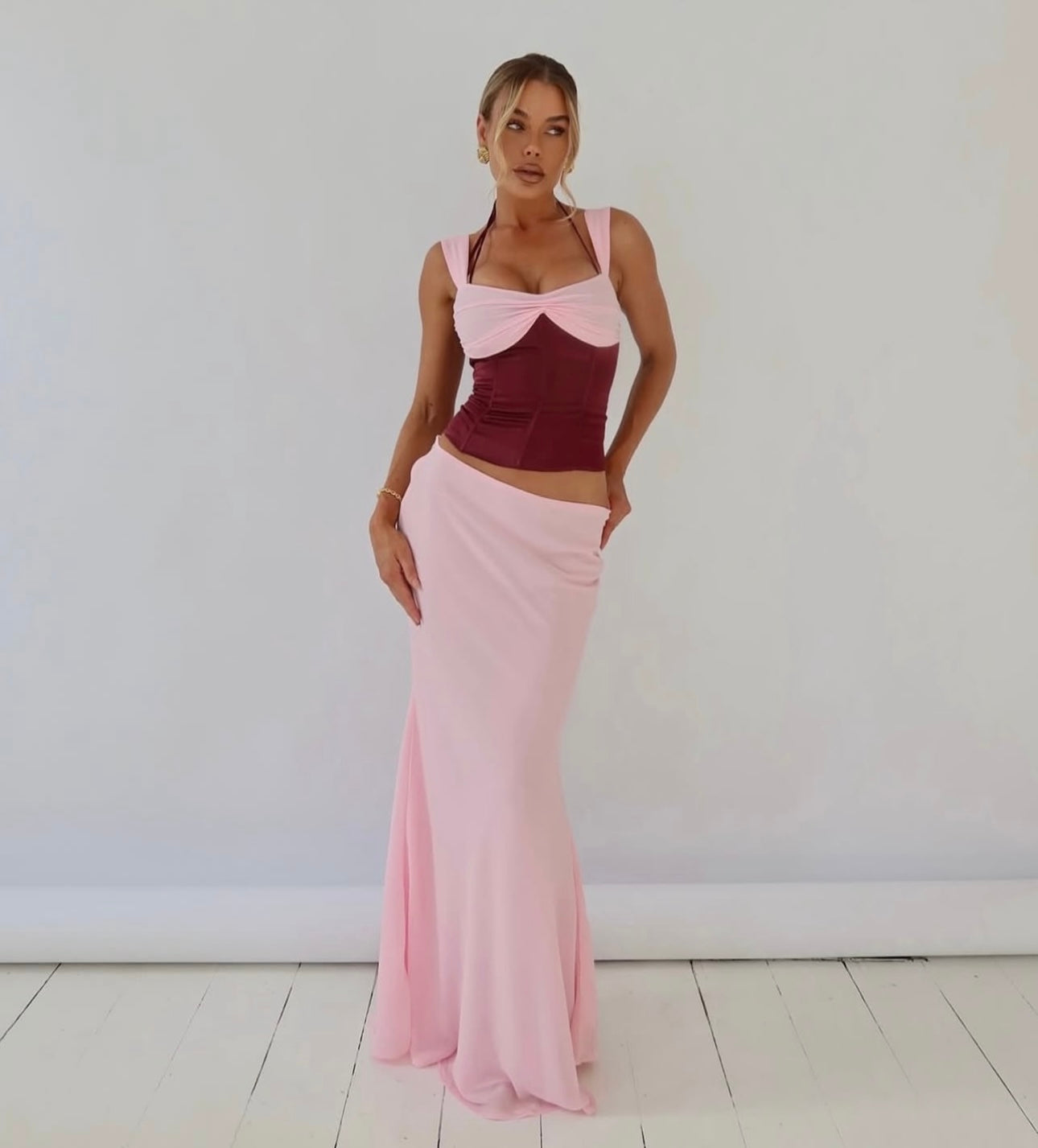 I am Delilah Scarlett corset & maxi skirt berry