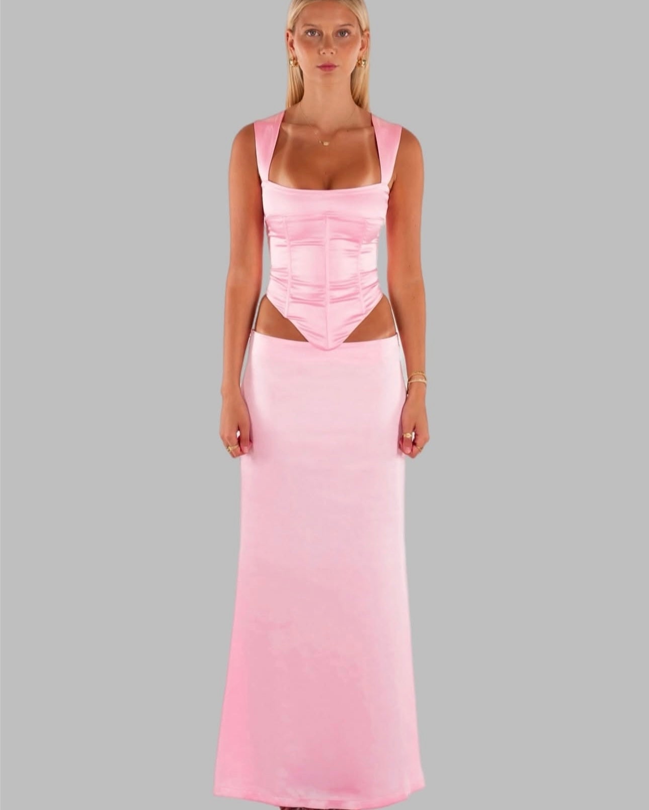 I am Delilah Valerie corset & maxi skirt candy pink