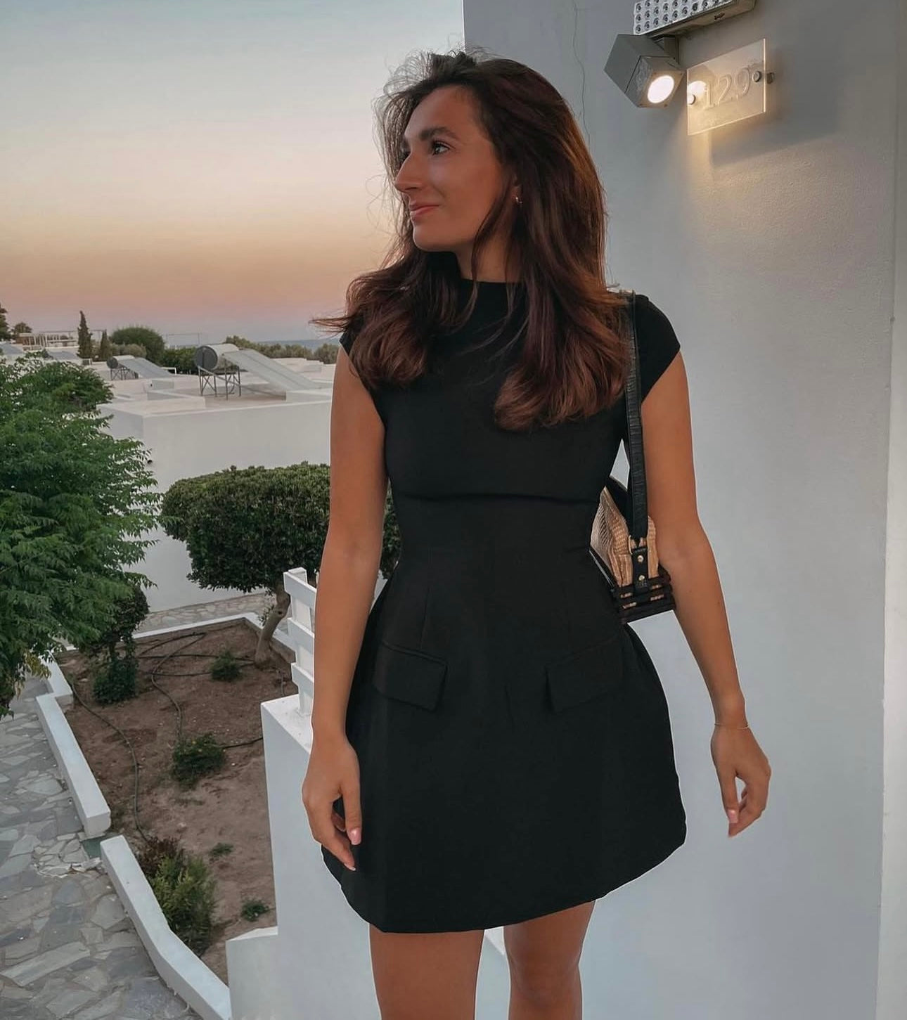 Odd muse cap sleeve mini dress black