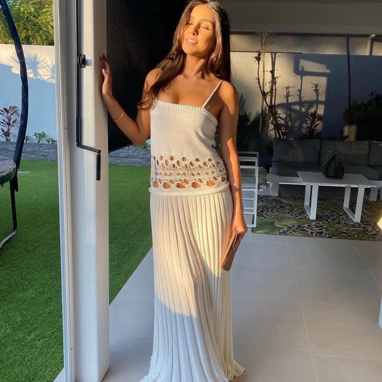 Christopher Esber crotchet torso knit cami maxi dress