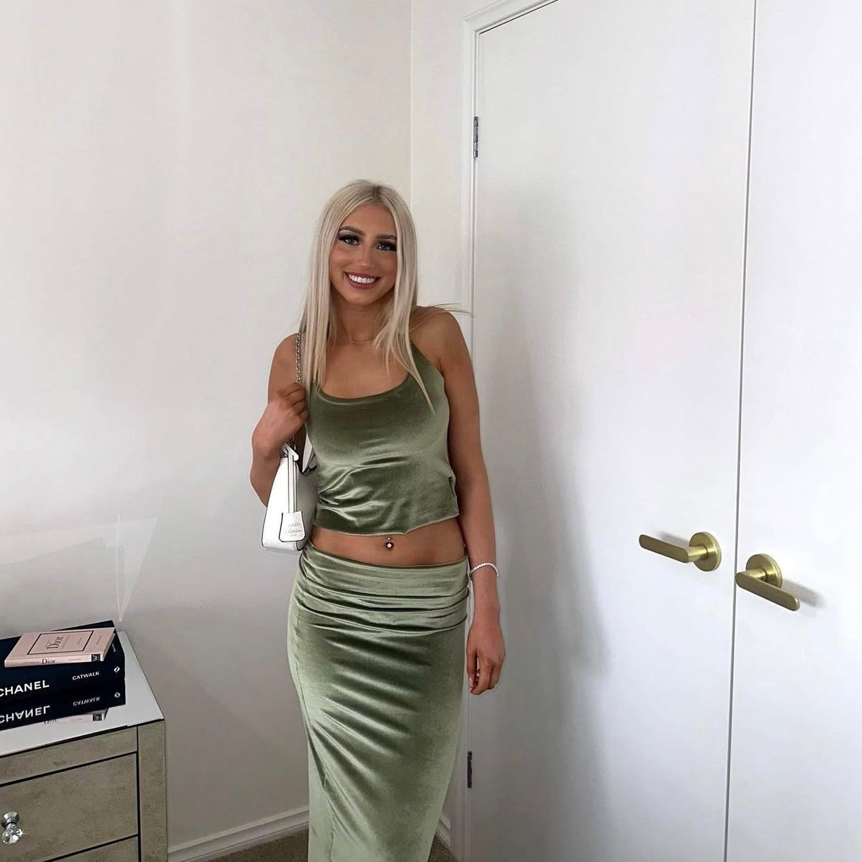 7th & York Bea halter & maxi skirt olive
