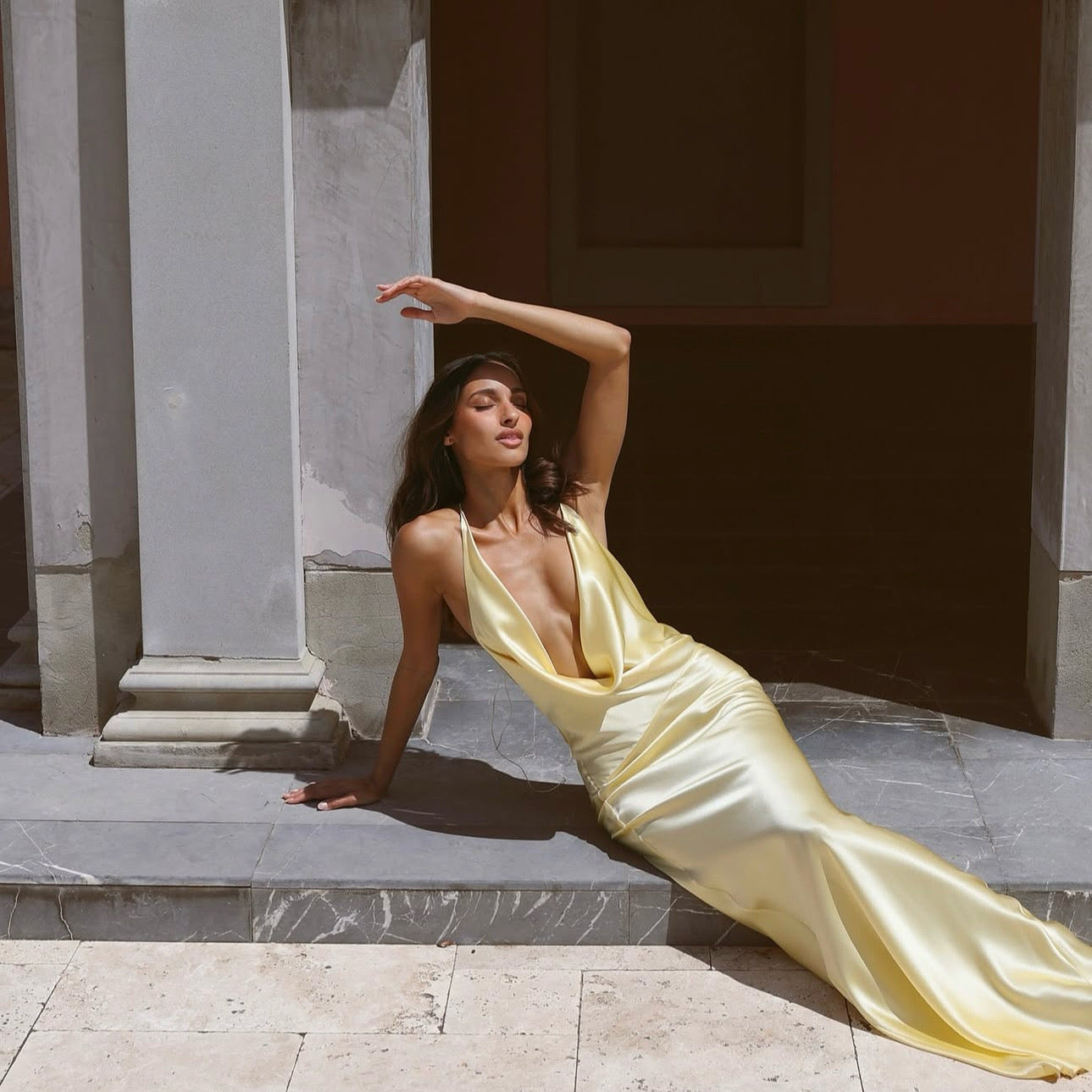 Natalie rolt Gabi gown lemon