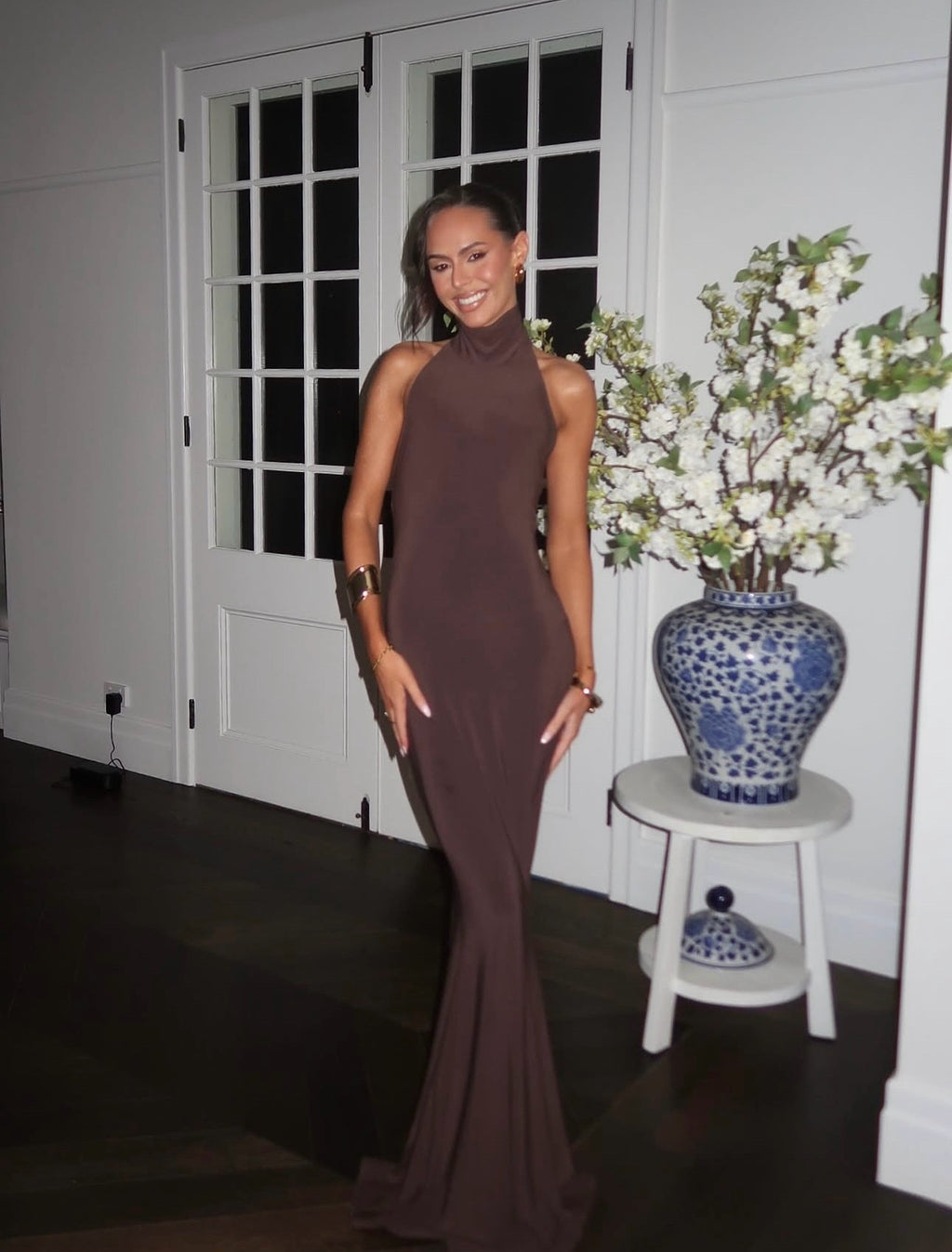 Norma Kamali turtleneck jersey gown