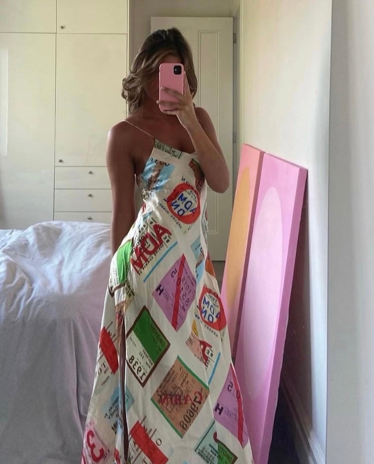 Oroton ticket print slip dress