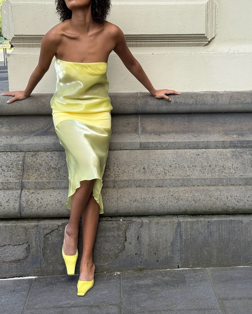 Mode mischief melt panel dress limoncello